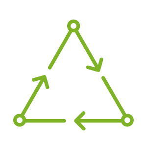 Icono de soluciones recicladas de NUREL Engineering Polymers.